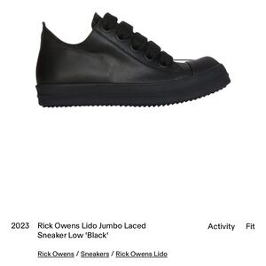 Rick Owen’s all black low sneakers with box size 38